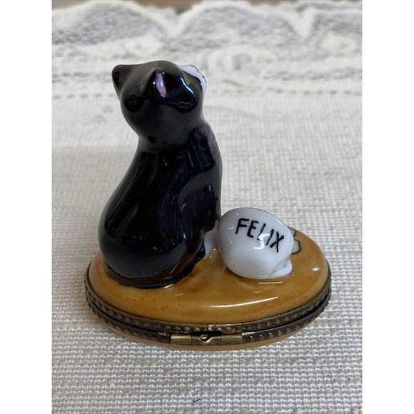 Vintage Limoges France Peint Main Cat Spilled Milk Trinket Box Vintage - Picture 4 of 6